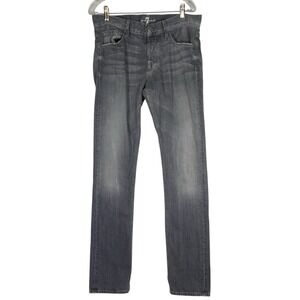 7 For All Mankind Men Jeans 31 Rhigby Flex Slim Fit Designer Jeans 31X34 Grey